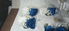 10″ Wide Bridal Bush Bouquet & 14 Corsages – 3 Double Rose Wrist 11 Chest – NEW