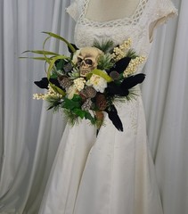 Gothic Garden Skull Boho Faux Silk Wedding Bouquet