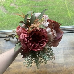 Bridal Wedding Bouquet Lovely Budget Handmade Faux Florals Dusty Rose Green