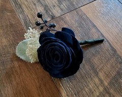Burgundy Navy Blue White Cascade Bridal Bouquet Sola Wood Wedding Flowers