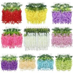 Artificial Wisteria Hanging Flowers Fake Wisteria Flower Garland Silk 12 Green