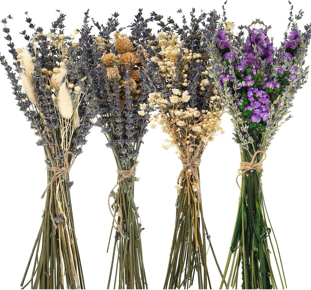 4 Pack Large Size Boho Dried Flower Bouquet 15-17 Inch Wedding Handmade Dry Flow