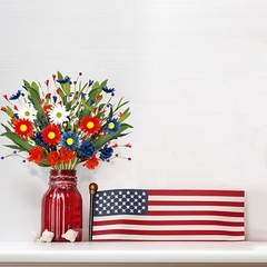 16 Bundles 4th/Fourth of July Decorations Artificial Silk Flowers Red White Blue