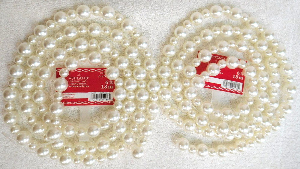 2 X 6 foot PEARL GARLAND ~ white bead string strand decor wedding 2x 72″