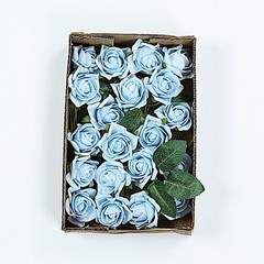 24 DUSTY BLUE 2″ Mini FOAM ROSE Flowers Stems Wedding Decorations Supplies