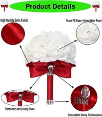 Ramo de novia: rosas artificiales para novia y damas de honor con cintas suaves