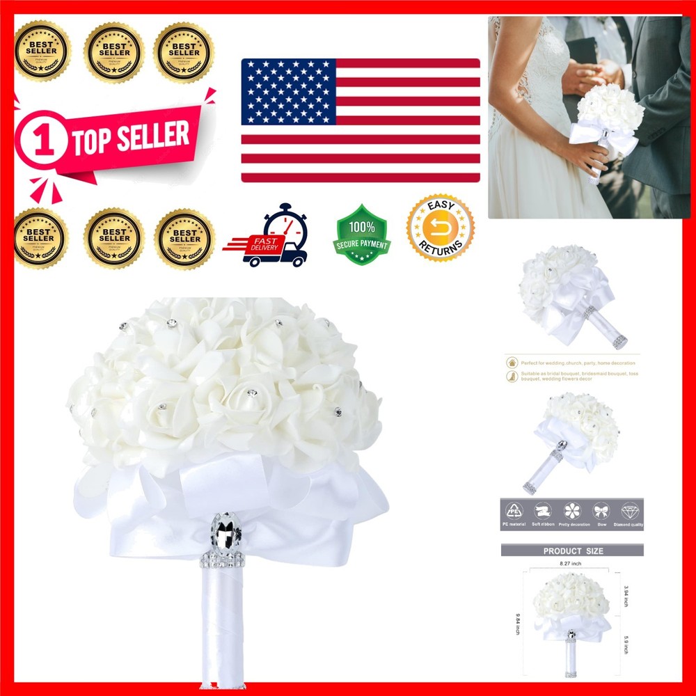 Versatile White Rose Bouquet – Perfect for Weddings, Parties, and Home Decor
