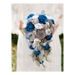 Dark Teal Bridal Bouquet Emerald Blue Grey Sola Wood Cascade Wedding Flowers