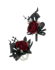 Elegant Black Burgundy Calla Lily Rose Corsage & Boutonniere Set – Wedding Prom