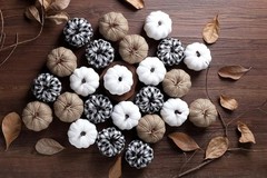 SITUMEIZI 12 Pcs Pumpkins Fake Harvest Velvet White Black Burlap Color