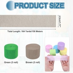 Crepe Paper Streamers 6 Rolls 492ft (Brown/Green)
