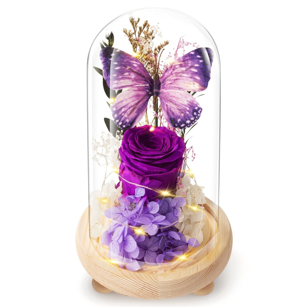 Forever Flowers Preserved Roses Prime Delivery, Romantic Gifts Purple