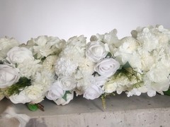 Pre-Arranged Silk Flower Row 49″x8″ – White – for Party Wedding Decoration
