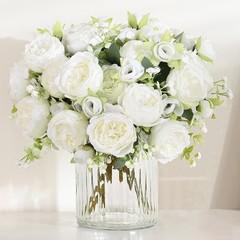 2 Packs Peonies Artificial Flowers, White Artificial Peonies, Centerpiece Table