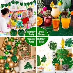 110 Pcs Artificial Tropical Palm Monstera, 7 Kinds Large Small Fake Palm Leaf