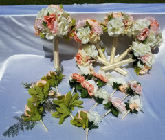 Wedding bouquet- set peach blush Ivory flowers 20 pieces