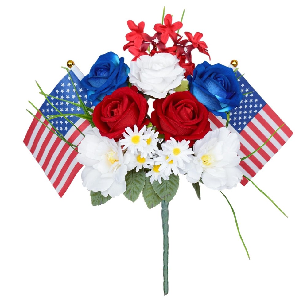 Nikuoan 13.8” 4th of July Artificial Red White Blue Normal, &