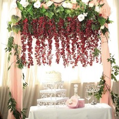 WINE 44″ tall Silk Wisteria Flowers Hanging Vine Bush Wedding Party Centerpieces