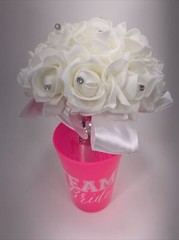 White Rose Flower Wedding Bouquet for Bridesmaid-Foam Rose with Rhinestone Décor