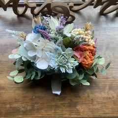 Beautiful Bridal Wedding Bouquet Budget Handmade Faux Floral Blue Orange Purple