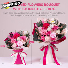 Bessol Flowers for Delivery Preserved Small, Pink Flower Bouquet
