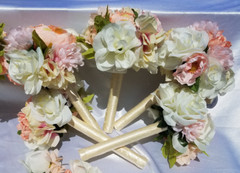 Wedding bouquet- set peach blush Ivory flowers 20 pieces