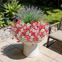 Artificial Flowers for Outdoors UV Resistan 12 Pcs Silk Daisies Rose Red White