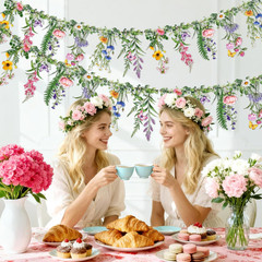 Wildflower Banner 2 Pcs Waterproof Garland 2-Sided Printed Garden Party Flower 2