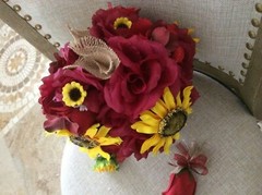 Wedding flowers bridal bouquets decoration sunflowers BURGUNDY WINE Change color