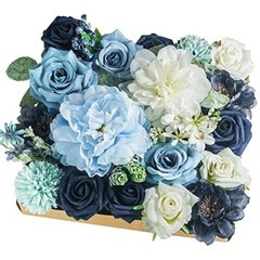 Artificial Flowers Combo Box Set,Silk Fake Flowers Roses Bridal Bouquets