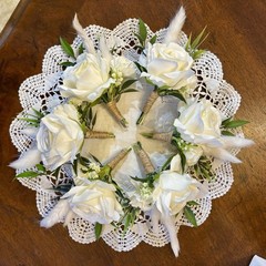 Lot Of 6 White Rose Boutonnieres For Men/Grooms Wedding