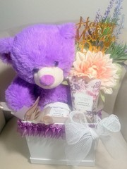 Victoria Secret Jasmine & Elderberry Floral Gift Basket/Purple Bear