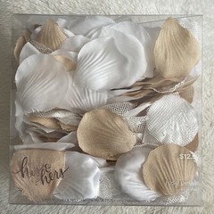 STUDIO HIS & HERS WHITE AND BEIGE ROSE PETALS 300 COUNT NEW IN BOX Farm House