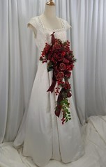 Roses and Ribbons Red Berry Cascade Faux Silk Wedding Bouquet
