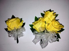 Hand Made pin on Corsage and boutonniere Set