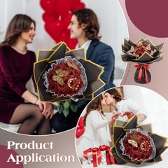 40Sets DIY Flower Bouquet Kit with Glitter Artificial Roses, Flower Wrapping