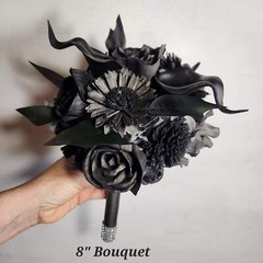 Black Rose Calla Lily Sola Wood Bridal Wedding Bouquet Accessories