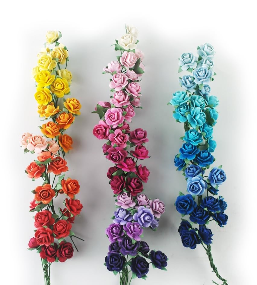 KADADSA 35 Color with 100 pcs Tiny Artificial Roses 15-18 mm, Multi