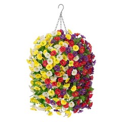 Artificial Fake Hanging Flowers Basket for Spring Yellow White Purple Red
