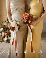 Terracotta Artificial Flower Bridesmaid Bouquet Set of 4 in Burnt Orange