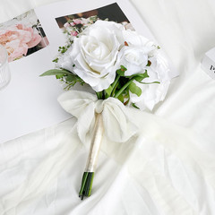 Wedding Bouquet for Bride – Premade Simple Artificial Roses Flowers for Bridal S
