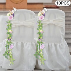 10 PCS Modern Wedding Chair Decorations, Wedding Aisle Floral Artificial Flowers