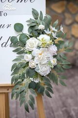 Faux Flower Wedding Arch Set of 2 – Welcome Sign & Ceremony Backdrop Decor