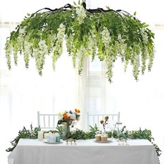 55″ CREAM GREEN Silk Wisteria Vine Hanging Artificial FLOWER Chandelier Party