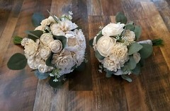 Ivory White Bridal Bouquet Artificial Sola Wood Roses Eucalyptus Wedding Flowers