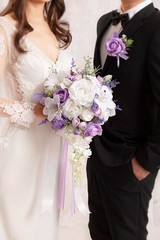 Cascading Bridal Bouquet – Lilac Purple & White Wedding Flowers for Bride & Brid