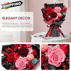 Bessol Flowers for Delivery Preserved Small, Red Flower Bouquet