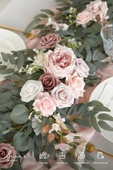 Ling’s moment Flower Garland – 6FT Eucalyptus & Rose Pink Sweetheart Table Decor