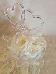 Wedding Bouquet Set – Purple Cream and White with Pearl Accents