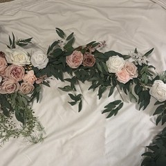 LING’S MOMENT WEDDING GARLAND 9ft, Dusty Rose, Cream, White, Pastel Pink, Gold